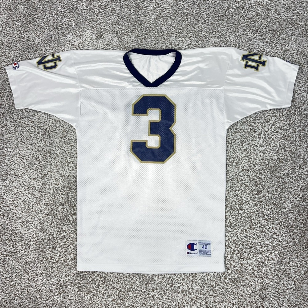 Vintage Notre Dame Fighting Irish Jersey Mens 40 White NCAA Football Champion 3